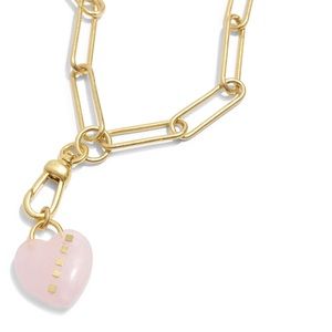 Madewell Rose Quartz Heart Lariat Necklace - Like New